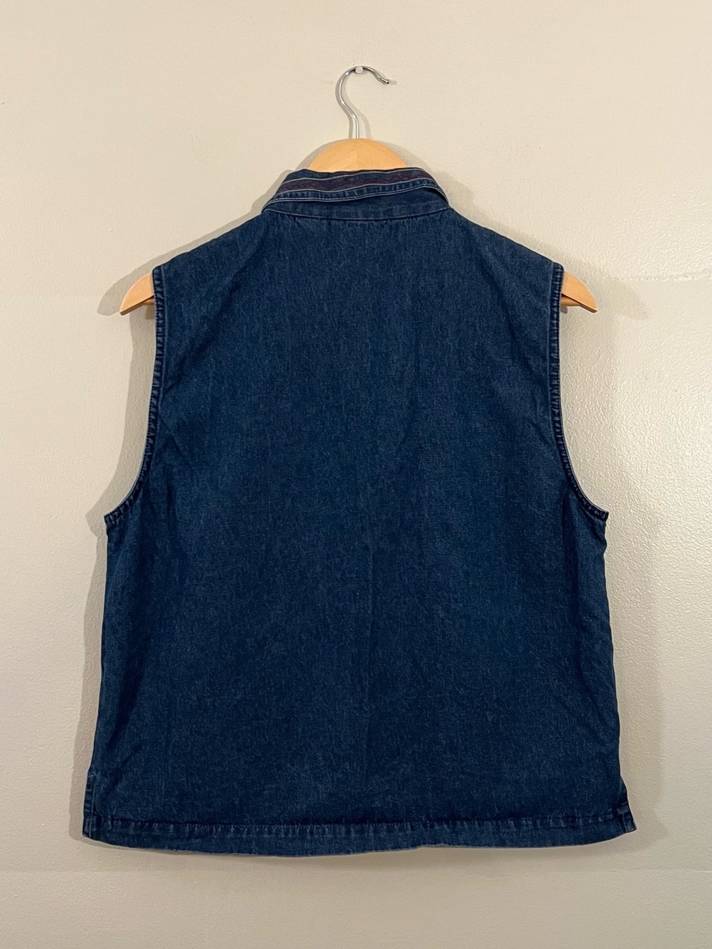 Vintage 90’s floral embroidered denim button up vest Cottagecore western boho - Picture 5 of 5